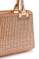Women's Beige Long Chain Strap Embellished Mini Evening Bag | Derimod