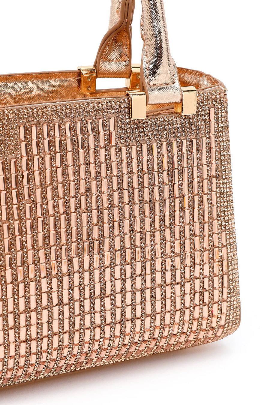 Women's Beige Long Chain Strap Embellished Mini Evening Bag