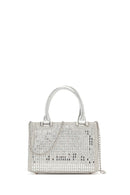 Women's Silver Long Chain Strap Embellished Mini Evening Bag | Derimod