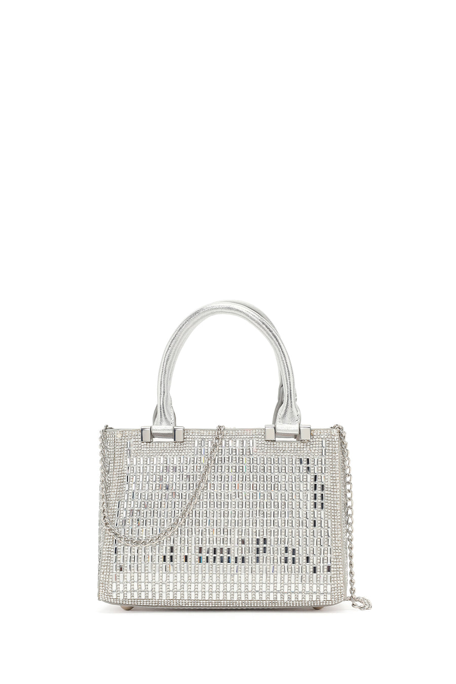 Women's Silver Long Chain Strap Embellished Mini Evening Bag 26PBD2962TS | Derimod
