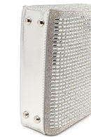 Women's Silver Long Chain Strap Embellished Mini Evening Bag | Derimod