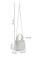 Women's Silver Long Chain Strap Embellished Mini Evening Bag | Derimod