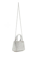Women's Silver Long Chain Strap Embellished Mini Evening Bag | Derimod