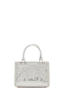 Women's Silver Long Chain Strap Embellished Mini Evening Bag | Derimod