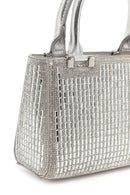 Women's Silver Long Chain Strap Embellished Mini Evening Bag | Derimod