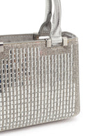 Women's Silver Long Chain Strap Embellished Mini Evening Bag | Derimod