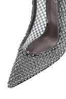 Women's Silver Stone High Thin Heel Leather Stiletto | Derimod