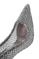 Women's Silver Stone High Thin Heel Leather Stiletto | Derimod