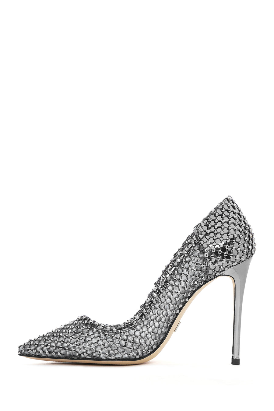 Women's Silver Stone High Thin Heel Leather Stiletto