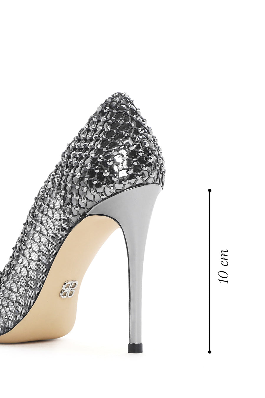Women's Silver Stone High Thin Heel Leather Stiletto