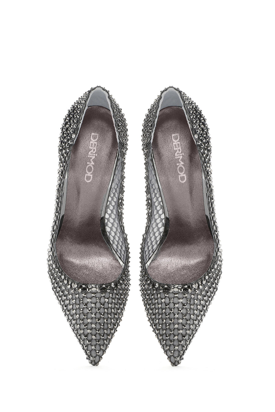 Women's Silver Stone High Thin Heel Leather Stiletto