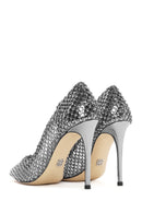 Women's Silver Stone High Thin Heel Leather Stiletto | Derimod