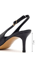 Women's Black Open Back Thin Heel Patent Leather Shoes | Derimod
