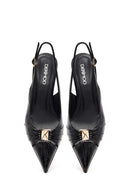 Women's Black Open Back Thin Heel Patent Leather Shoes | Derimod