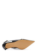 Women's Black Open Back Thin Heel Patent Leather Shoes | Derimod