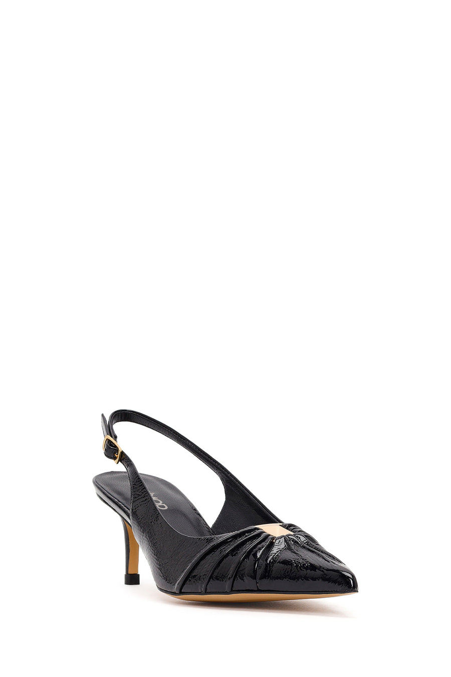 Women's Black Open Back Thin Heel Patent Leather Shoes