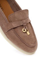 Women's Mink Suede Leather Masculine Loafer | Derimod