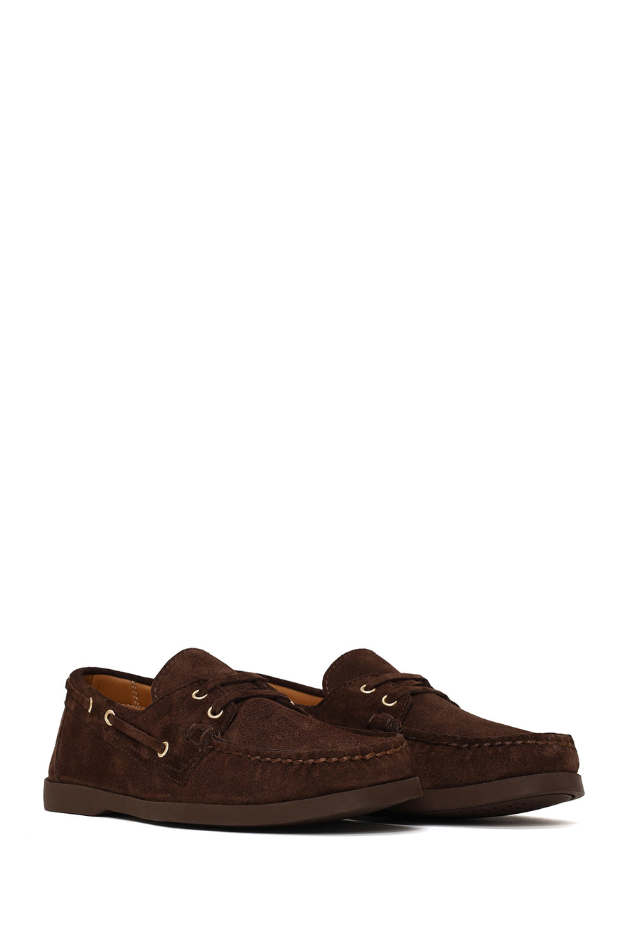 Woman Brown Lace-Up Suede Casual Shoes