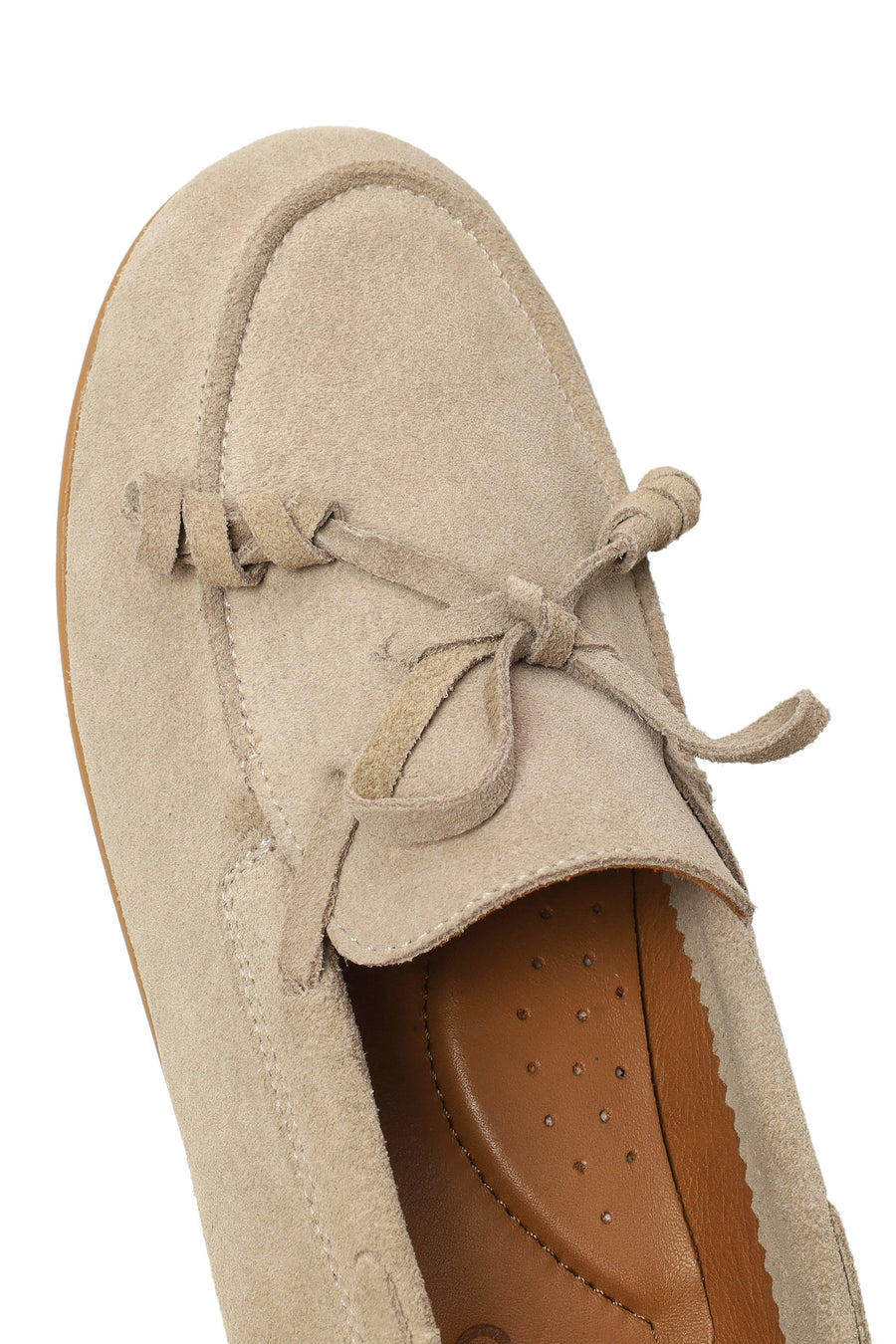 Woman Beige Suede Leather Loafer