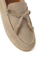 Woman Beige Suede Leather Loafer | Derimod