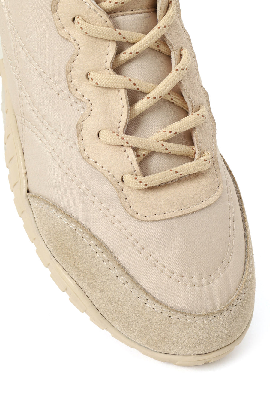 Woman Beige Lace-Up Leather Sneakers