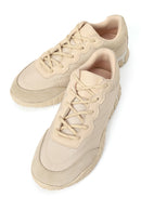 Woman Beige Lace-Up Leather Sneakers | Derimod