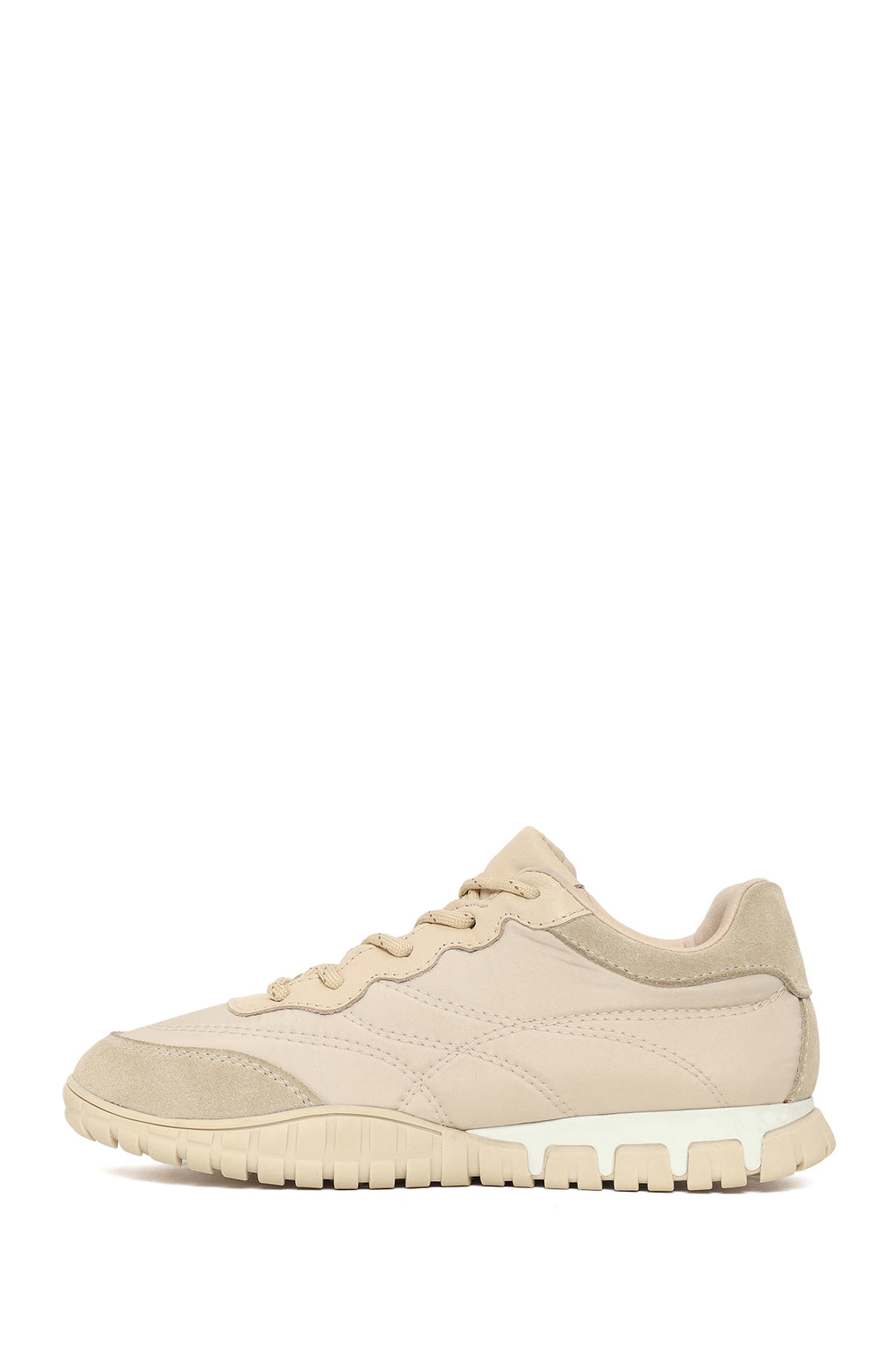 Kadın Bej Bağcıklı Deri Sneaker