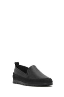 Women's Black Glitter Leather Comfort Loafer | Derimod
