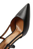 Women's Black Open-Back Heeled Leather Shoes | Derimod