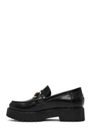 Women's Black Buckle Detailed Thick-Soled Leather Masculine Loafer | Derimod