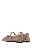Woman Mink Mesh Suede Leather Ballet Flat | Derimod