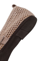 Woman Mink Mesh Suede Leather Ballet Flat | Derimod