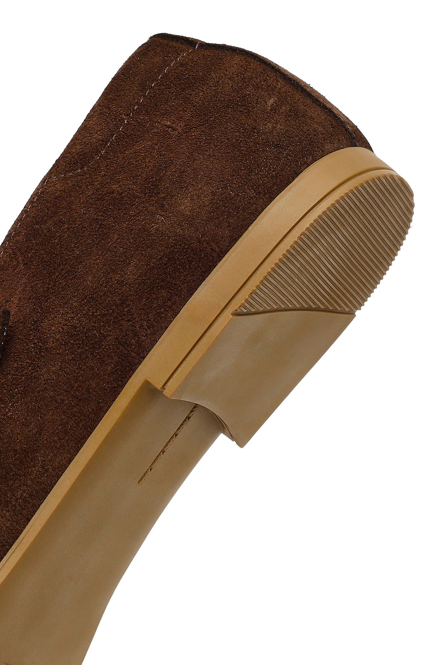 Women's Brown Suede Leather Ballet Flats with Buckle