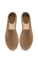 Woman Mink Patterned Suede Leather Espadrille | Derimod