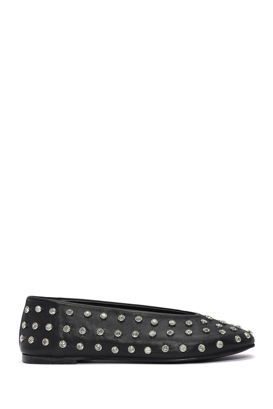 Women's Black Stone Leather Ballerinas 26PFD220218 | Derimod
