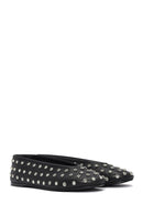 Women's Black Stone Leather Ballerinas | Derimod