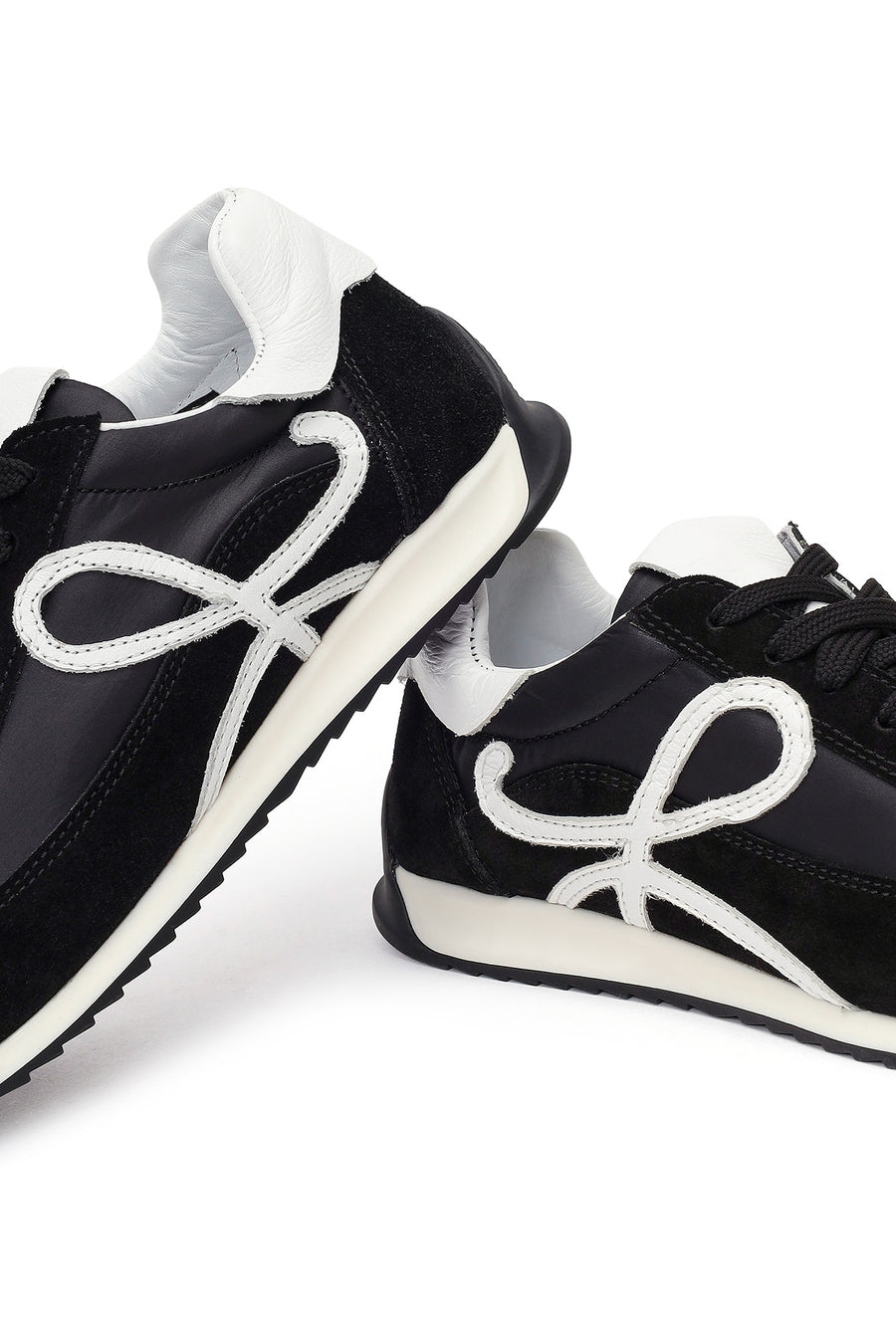 Women's Black Lace-Up Leather Sneaker
