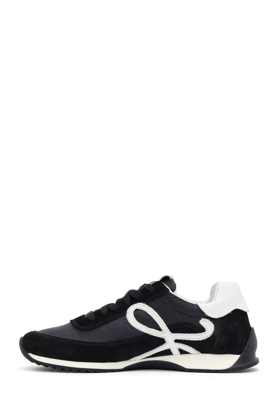 Women's Black Lace-Up Leather Sneaker