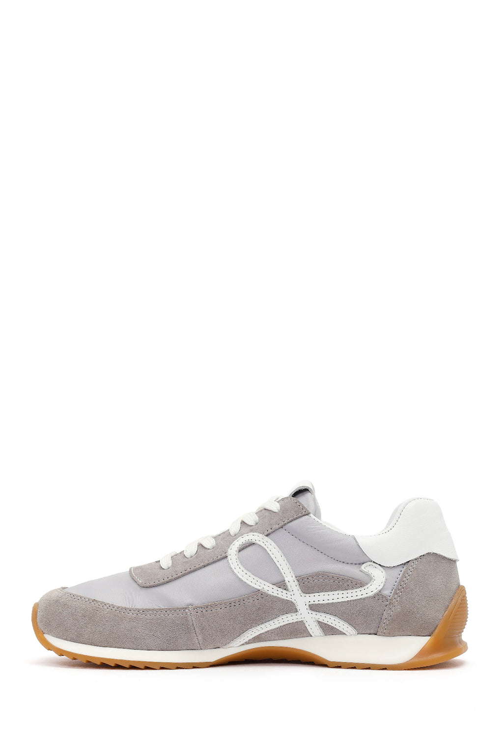 Kadın Gri Bağcıklı Deri Sneaker