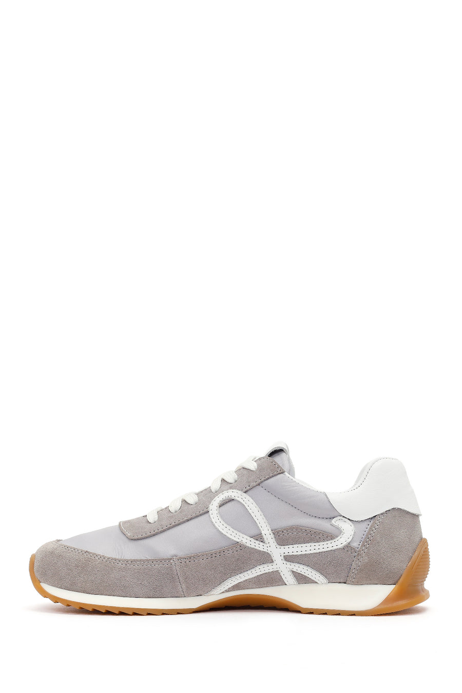 Kadın Gri Bağcıklı Deri Sneaker