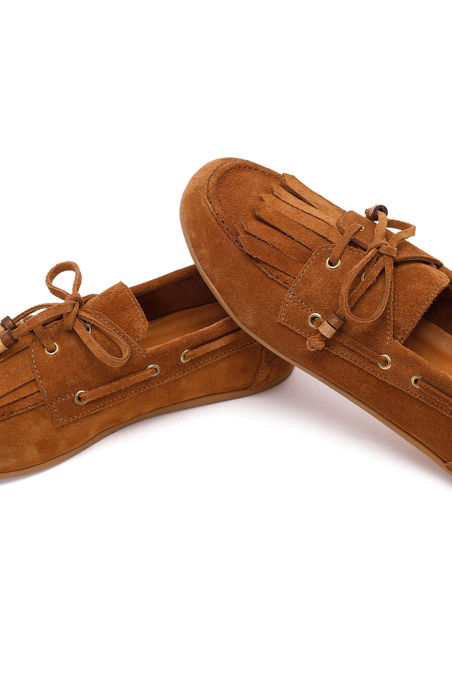 Women's Tan Tassel Suede Leather Loafer