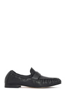 Women's Black Leather Masculine Loafer | Derimod
