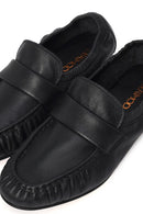 Women's Black Leather Masculine Loafer | Derimod