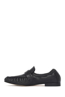 Women's Black Leather Masculine Loafer | Derimod