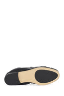 Women's Black Leather Masculine Loafer | Derimod