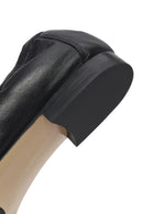 Women's Black Leather Masculine Loafer | Derimod
