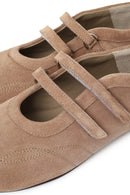 Woman Mink Double-Strap Suede Leather Ballerine Shoes | Derimod