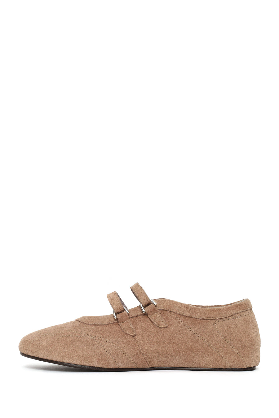 Woman Mink Double-Strap Suede Leather Ballerine Shoes