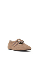Woman Mink Double-Strap Suede Leather Ballerine Shoes | Derimod