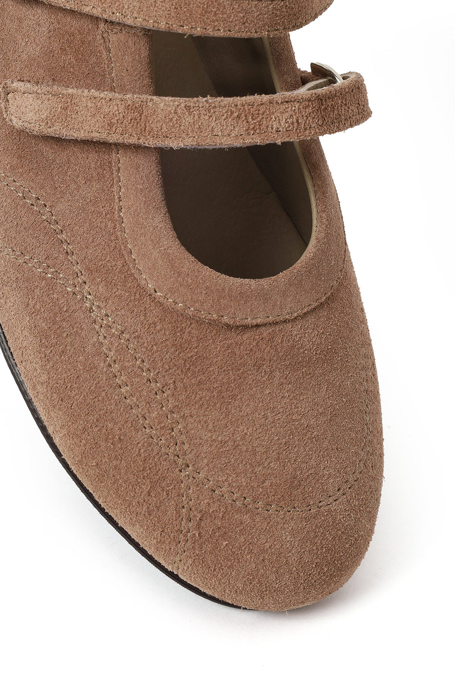 Woman Mink Double-Strap Suede Leather Ballerine Shoes